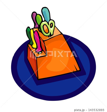 vector of scissors tool holder tray in cartoon style vector of scissors tool holder tray in cartoon style 143532893
