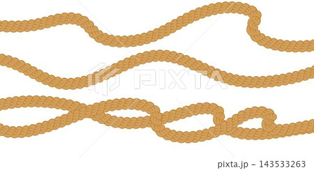 Set of rope lines borders, dividers isolated on a white background. Vector flat design element of rope brush Set of rope lines borders, dividers isolated on a white background. Vector flat design element of rope brush 143533263