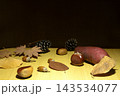 枯れ葉　クリ　さつま芋　松かさ　秋イメージ 143534077