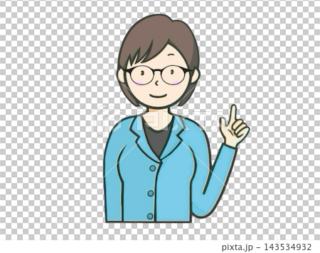 プレゼンをしている女性のビジネスウーマンのイラスト プレゼンをしている女性のビジネスウーマンのイラスト 143534932