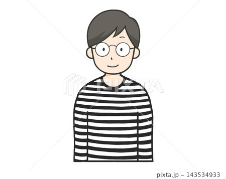 ボーダーのシャツを着ている若い男性のイラスト 143534933