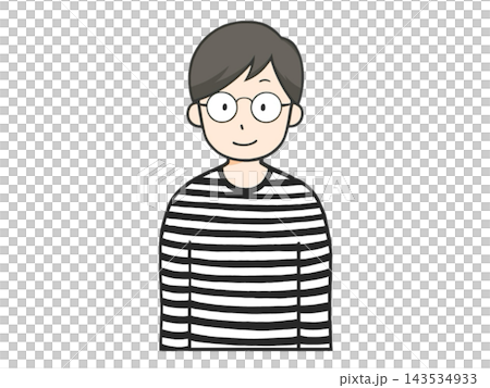 ボーダーのシャツを着ている若い男性のイラスト 143534933