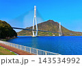 【広島県】桜咲く春の多々羅展望台から見た（多々羅大橋） 143534992
