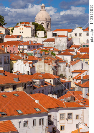 Lisbon Alfama Rooftops and National Pantheon Dome, Portugal Lisbon Alfama Rooftops and National Pantheon Dome, Portugal 143535819