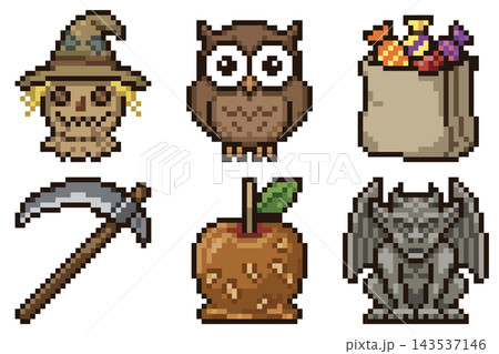 Pixel Halloween Icons Set Collection 143537146