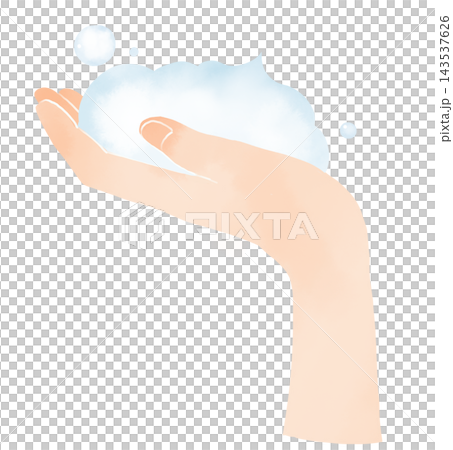 泡の乗った手 横から見た手描き水彩風のシンプルイラスト 143537626