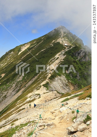 夏の唐松岳への登山 八方尾根からの風景 夏の唐松岳への登山 八方尾根からの風景 143537897