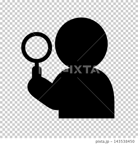 虫眼鏡で調べる人のシンプルなピクトグラム 143538450