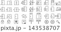 ベクターでモノクロのドア・出入口に関する線画アイコンセット 143538707