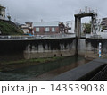 大岡川取水庭の大岡川水門と水位計 143539038