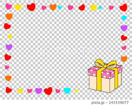 Colorful heart and gift box frame Colorful heart and gift box frame 143539077