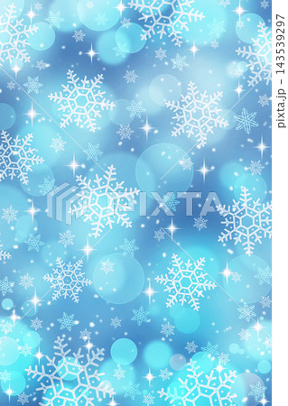 A Christmas background with bokeh and snowflakes in blue tones. 143539297