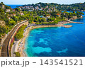 Crystal clear sea and sandy beaches in South of France 143541521