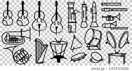 Simple illustrations of orchestral instruments Simple illustrations of orchestral instruments 143541680