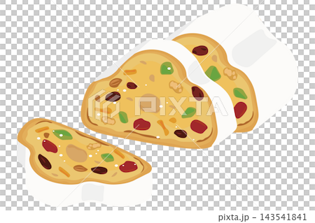 塊から切り分けられたシュトーレンのイラスト 塊から切り分けられたシュトーレンのイラスト 143541841