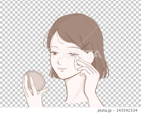 An illustration of a woman applying foundation and primer to bare skin. An illustration of a woman applying foundation and primer to bare skin. 143542334