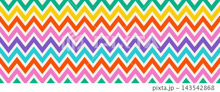 Hand drawn baby zigzag pattern with chevron lines. Seamless stripe background for decor, textiles or gift wrapping. 143542868