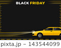 Black Friday Yellow Car with Headlights and Speed Lines 143544099