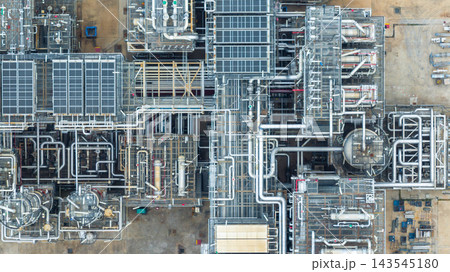 Oil and Gas refinery petrochemical plant industrial, Aerial view oil refinery, Refinery plant, Refinery factory. 143545180