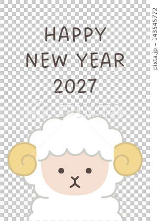 New Year's card template for the Year of the Sheep, 2027. Sheep, cute, vector, sheep 143545772