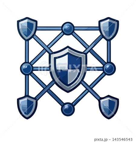 Abstract secure network icon representing cybersecurity, data protection, and digital defense systems. 143546543