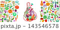 Editable vegetable collection with assorted produce 143546578