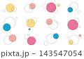 ポップな色合いの幾何学的な円とサークルのフレームイラスト素材 143547054