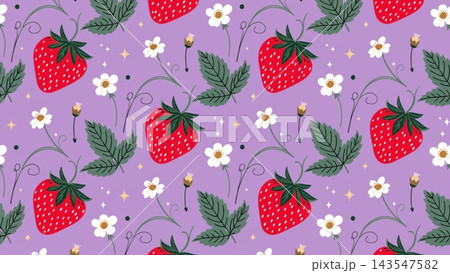 Elegant and cute hand drawn strawberry pattern wallpaper Elegant and cute hand drawn strawberry pattern wallpaper 143547582
