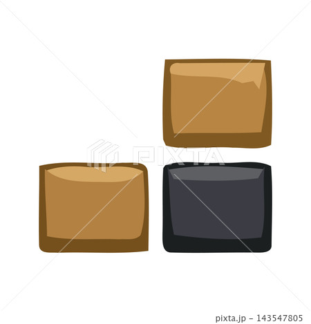 Three simple geometric cubes arranged in a minimalist, abstract composition against a white background. 143547805
