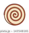 Stylized graphic of a cinnamon roll shape with a spiral pattern, abstract concept. 143548181