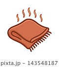 Cozy comfort and warmth represented by a steaming blanket icon. Symbol of relaxation, heat, and home. 143548187