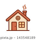Charming, simple vector illustration of a house with smoke coming from the chimney. Ideal for cozy concepts. 143548189