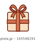 A stylized illustration of a gift box tied with a ribbon and bow, symbolizing surprise and celebration. 143548191