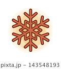 A charming, stylized snowflake icon with a warm, circular gradient background. Perfect for winter themes. 143548193