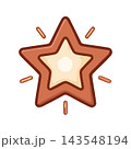 A stylized, hand-drawn star-shaped cookie with a warm, inviting glow, perfect for celebration or recognition. 143548194