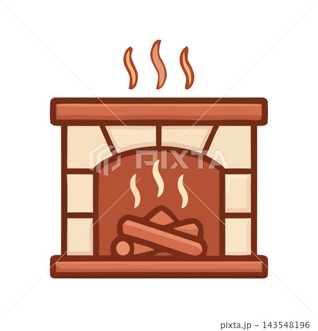 Stylized illustration of a warm, inviting fireplace with glowing embers and rising smoke, perfect for cozy home themes. Stylized illustration of a warm, inviting fireplace with glowing embers and rising smoke, perfect for cozy home themes. 143548196
