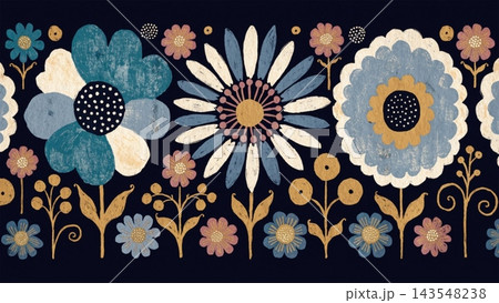 A restrained neutral color retro floral illustration inspired by 1970s 143548238