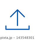 アップロードアイコン　上矢印　シンプル　青 143548301