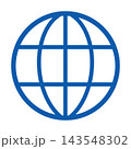 インターネットアイコン　地球儀　シンプル　青 143548302