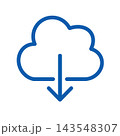 クラウドダウンロードアイコン　雲　シンプル　青 143548307