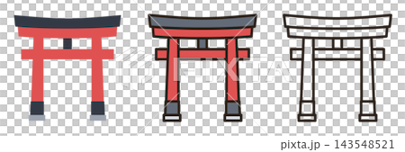 鳥居新年插畫圖示(3種類型)(可愛、簡約、向量) 鳥居新年插畫圖示(3種類型)(可愛、簡約、向量) 143548521