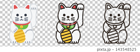 Maneki-neko (beckoning cat) New Year's illustration icons (3 types) (cute, simple, vector) Maneki-neko (beckoning cat) New Year's illustration icons (3 types) (cute, simple, vector) 143548525