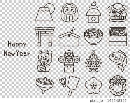 元旦插畫圖示集(線條藝術 - 可愛、簡約、向量) 元旦插畫圖示集(線條藝術 - 可愛、簡約、向量) 143548535
