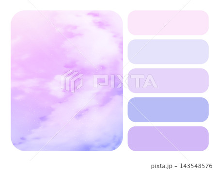 Pastel Purple Cloud Moodboard with Dreamy Sky Texture Photo and Color Palette Swatches Pastel Purple Cloud Moodboard with Dreamy Sky Texture Photo and Color Palette Swatches 143548576