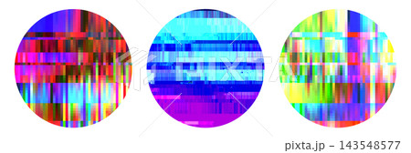 Abstract Circles with Pixelated Glitch Effect and Vibrant Digital Distortion Texture on White Background, Futuristic Vaporwave Vector Abstract Circles with Pixelated Glitch Effect and Vibrant Digital Distortion Texture on White Background, Futuristic Vaporwave Vector 143548577
