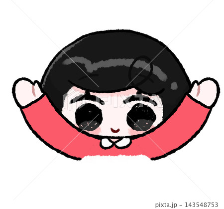 両手を上げた黒髪の女の子の手描きイラスト 143548753