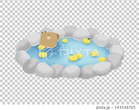 Winter solstice image illustration: A capybara soaking in a yuzu bath Winter solstice image illustration: A capybara soaking in a yuzu bath 143548765