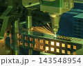 Fiber laser cutting machine engraving and cutting a metal square tube 143548954