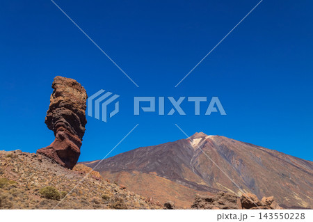 View of Teide volcano and Roque Cinchado on Tenerife island, Canary islands, Spain View of Teide volcano and Roque Cinchado on Tenerife island, Canary islands, Spain 143550228