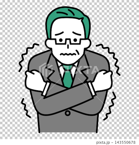 寒がっている中年のスーツの男性 寒がっている中年のスーツの男性 143550678